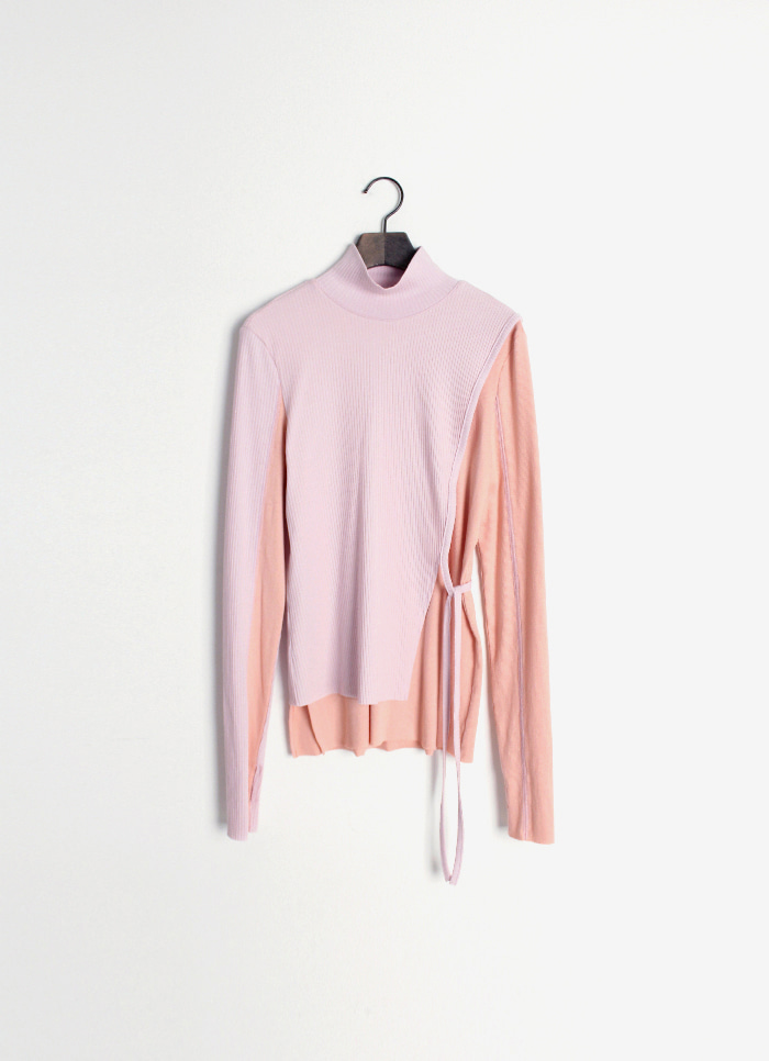 MIX RIBBED LAYER TSHIRT / COTTON CANDY